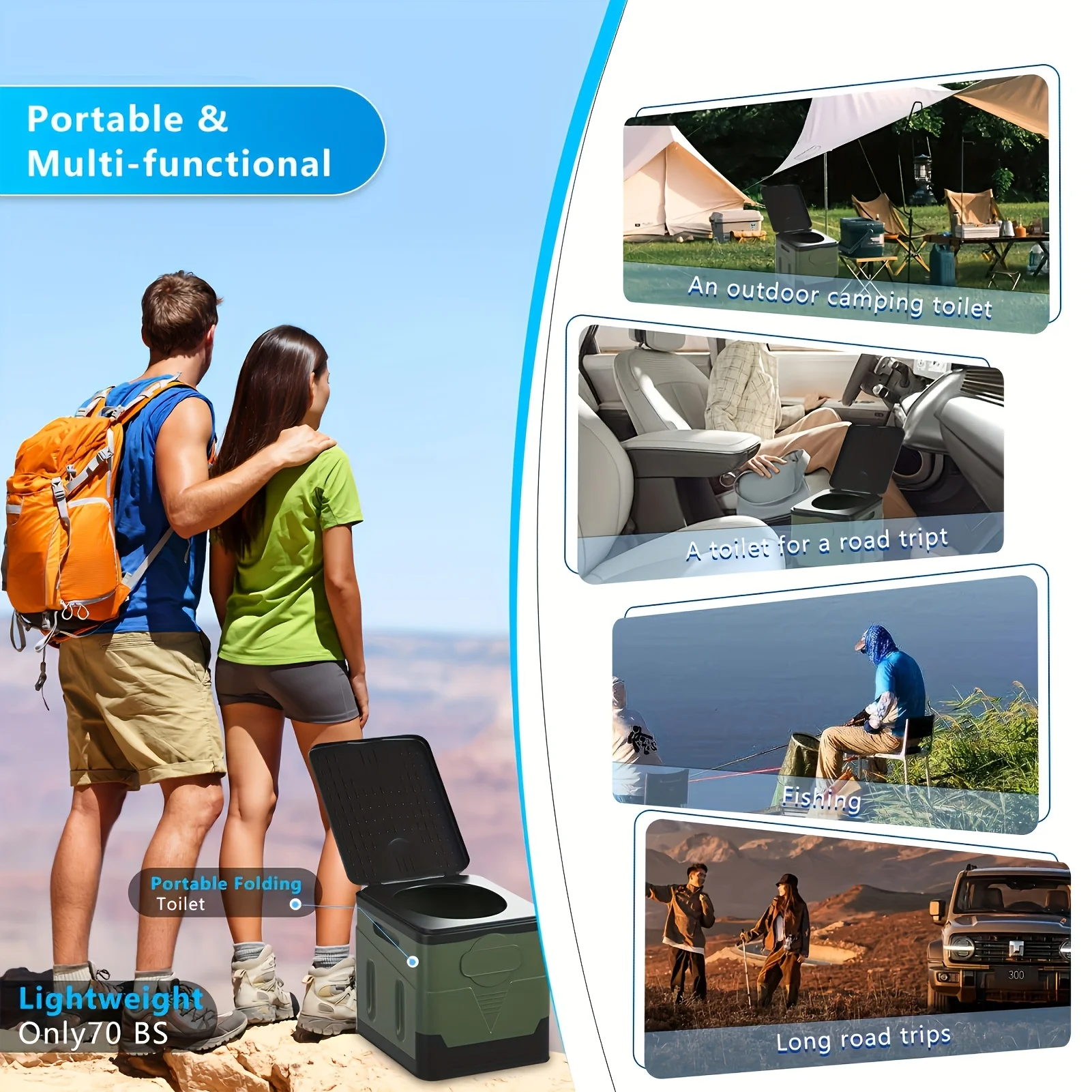Portable Camping Toilet Foldable Camping Travel Toilet Collapsible Portable Potty for Camping Road Trips Emergency Car Use - view 6