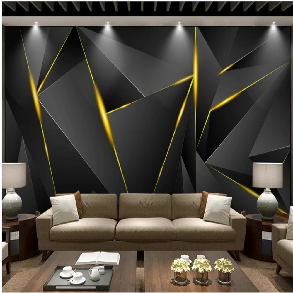 modern wallpaper for living room Modern black gold wallpapers background wall 3D background wall painting