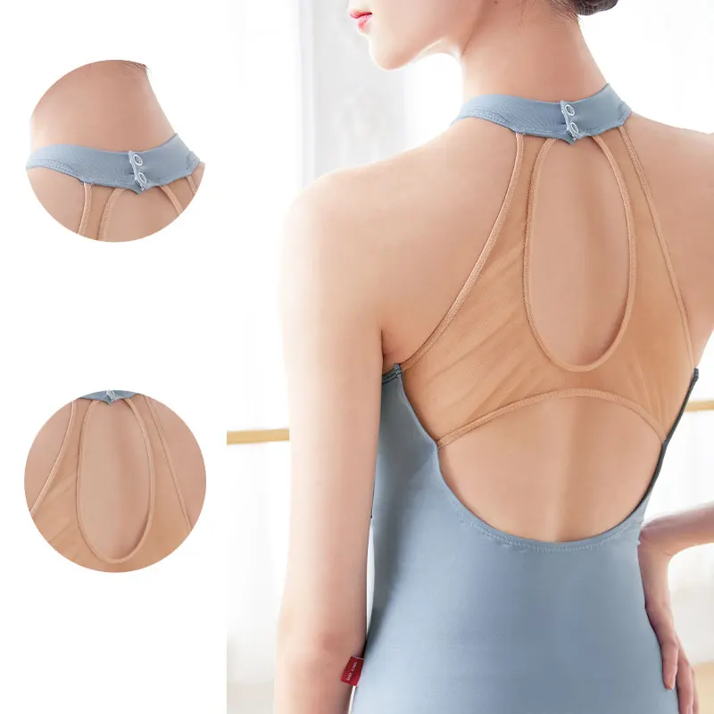 امرأة الباليه الرقص ثياب بلا أكمام يتدفقون لصق الوقوف طوق الجمباز ثياب الكبار النايلون الباليه ارتداءها ملابس رقص