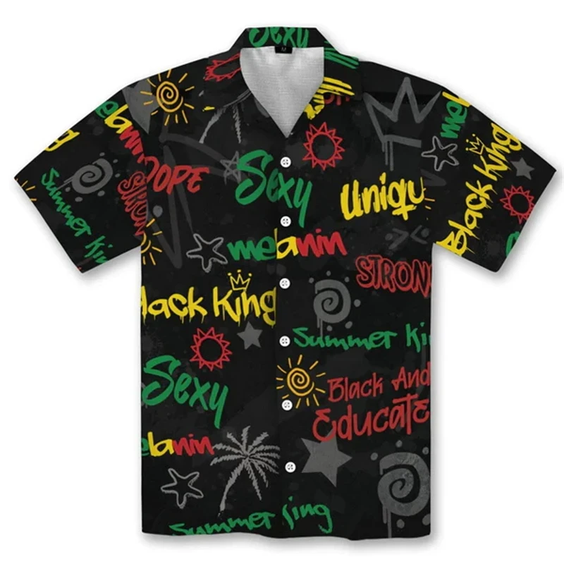 Harajuku Mens African Clothing Historical Hero 3d Men Shirts Pattern Casual Lapel Short Sleeve Tops Summer Blouse Shirt Clothing