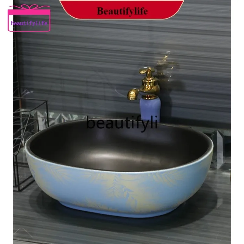 

YL f156 Platform Basin Rectangle Round Wash Table Art Ceramic Washbasin Pool