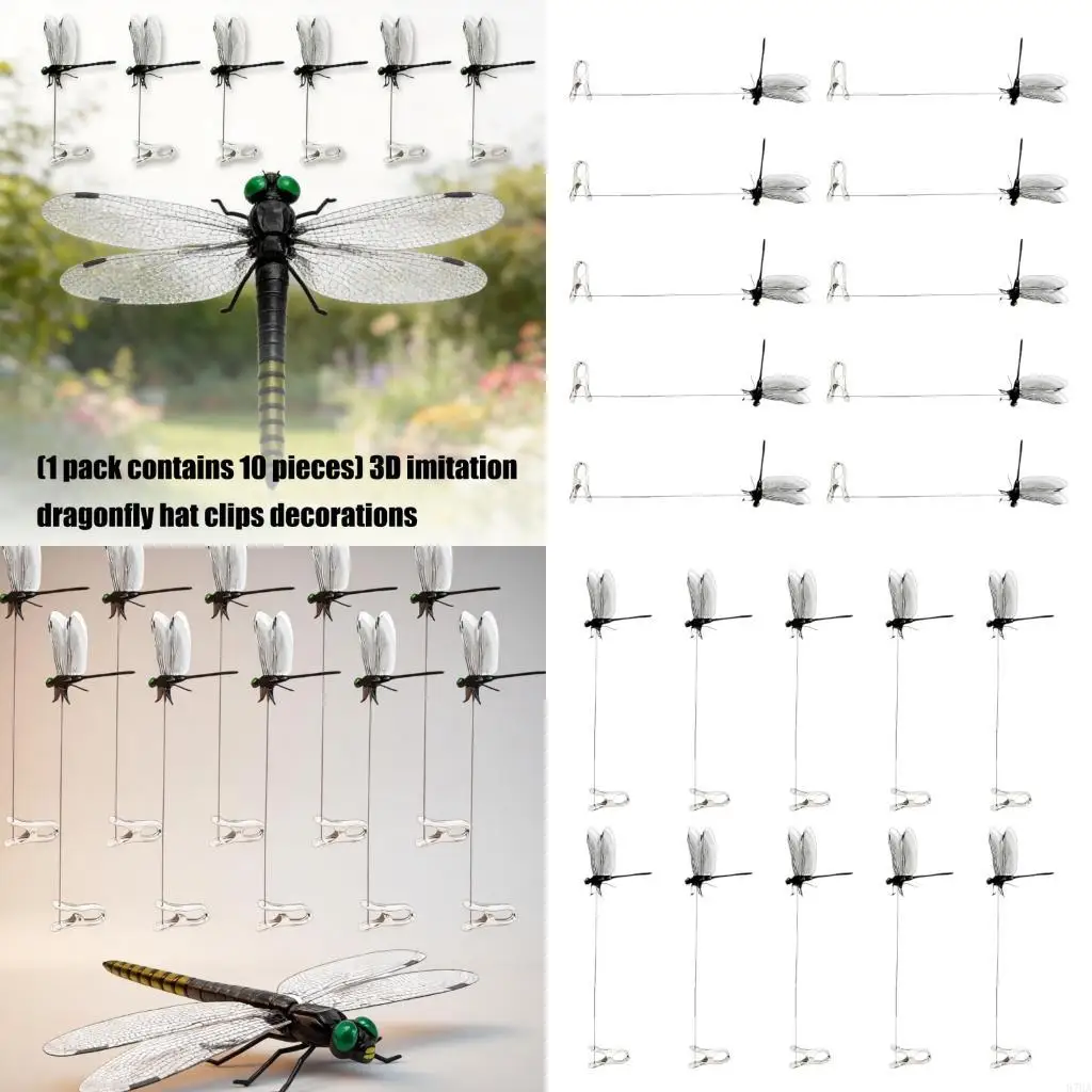 10Lots Dragonflies Clips Plastic Outdoor Decoration for Hats and Gardens 87HA