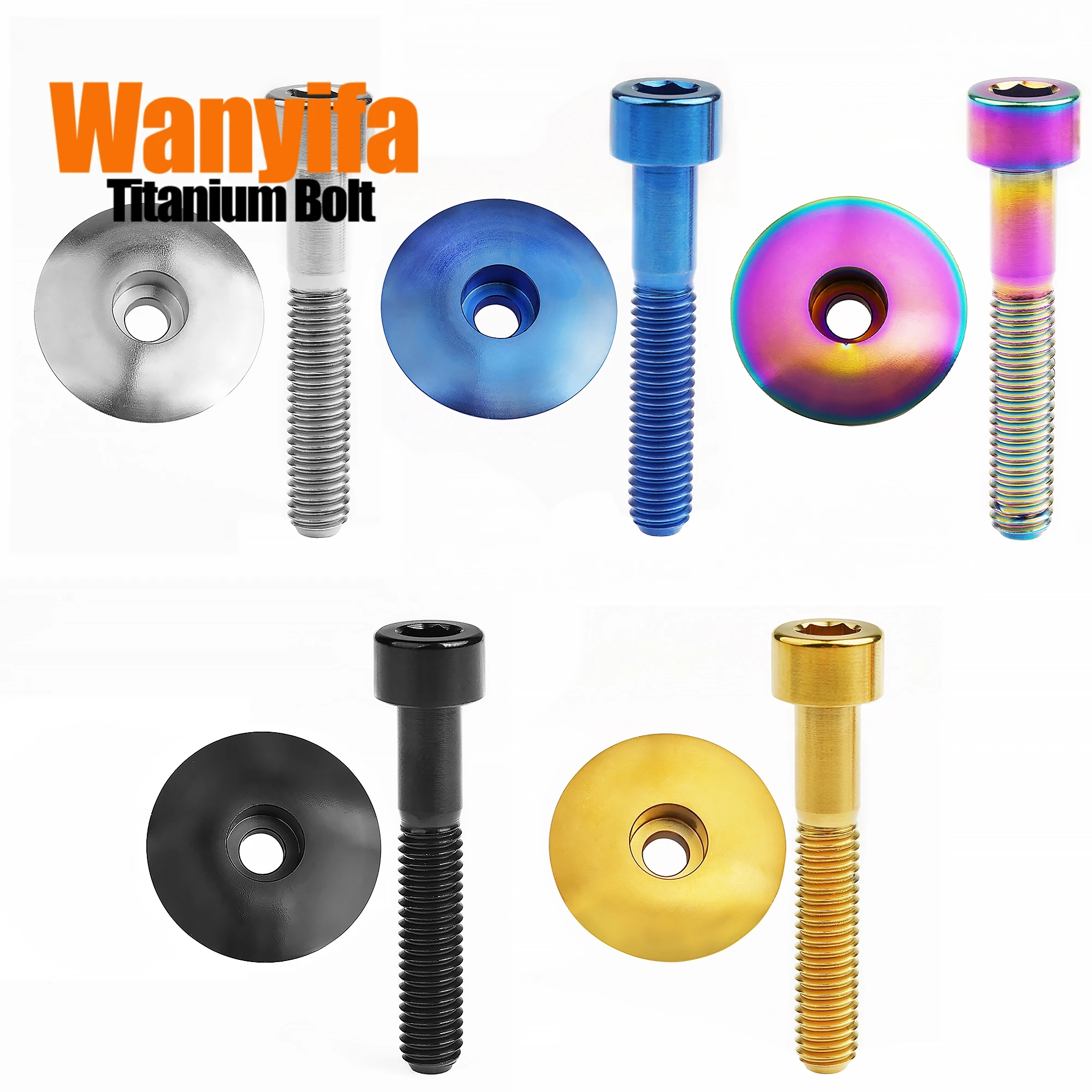 

Wanyifa Bicycle Headset Top Cover Titanium Alloy Steerer Fork Tube Headset Cap Cover with Bolt