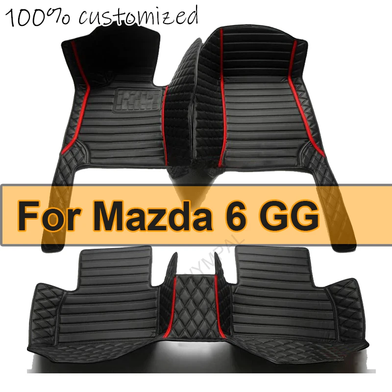 Custom Auto Luxury Leather Car Floor Mat For Mazda 6 GG 2003 2004 2005 2006 2007 Car Mat Full Set Women Waterproof Accessories