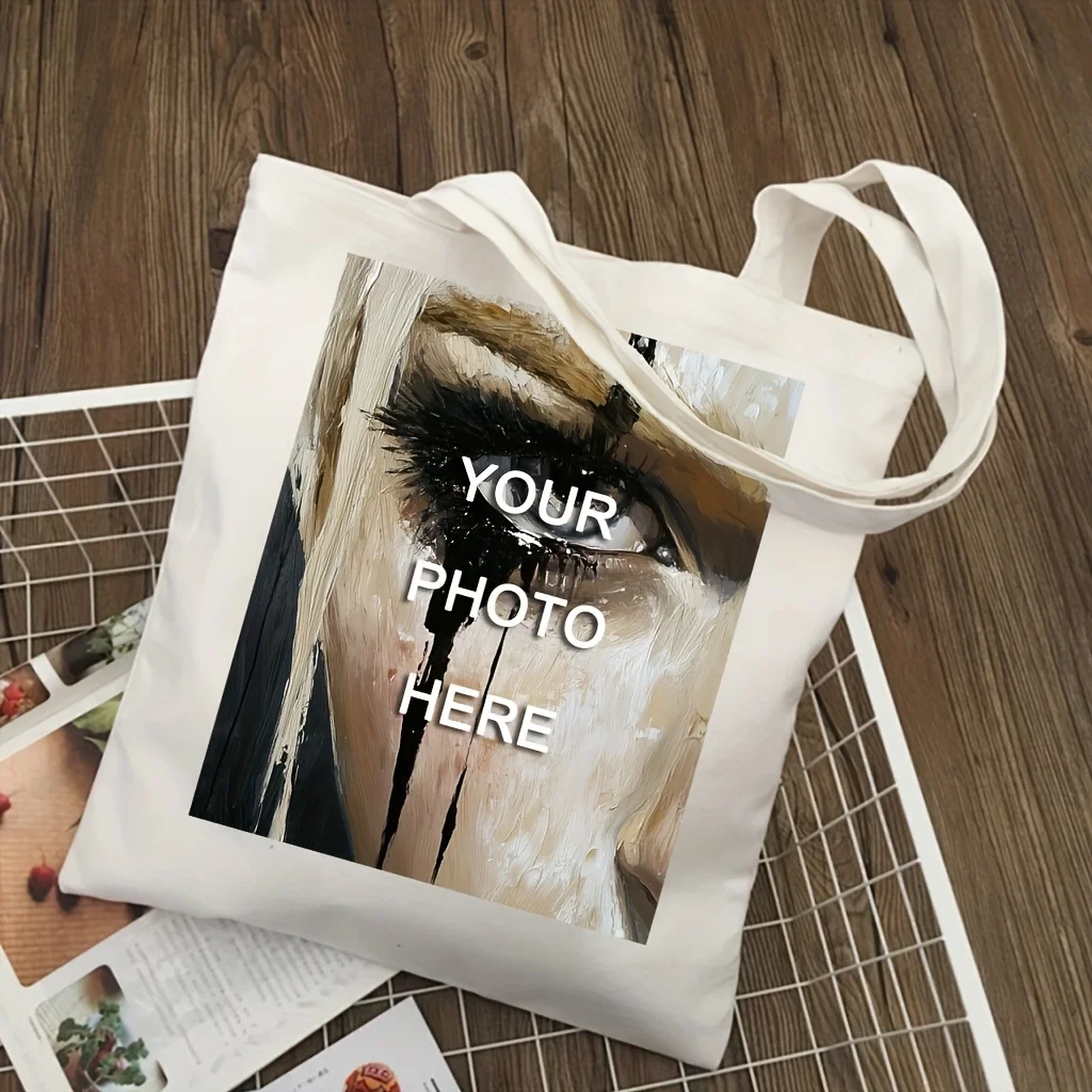 

Personalized Custom Canvas Tote Bag Custom Photo Artwork or Logo Durable Reusable for Shopping Travel Daily Use Fashion Bags