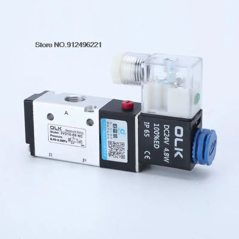 3V210-08 Pneumatic Electric Solenoid Valve 3 Way 2 Position Control Air Gas Magnetic Valve 12V 24V 220V Coil Volt Hose Fittings