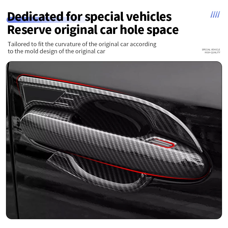 4Pcs Carbon Fiber/Chrome Sliver Car Door Handle Bowl Anti-Scratches Protector Covers For Toyota RAV4 WILDLANDER 2020-2024