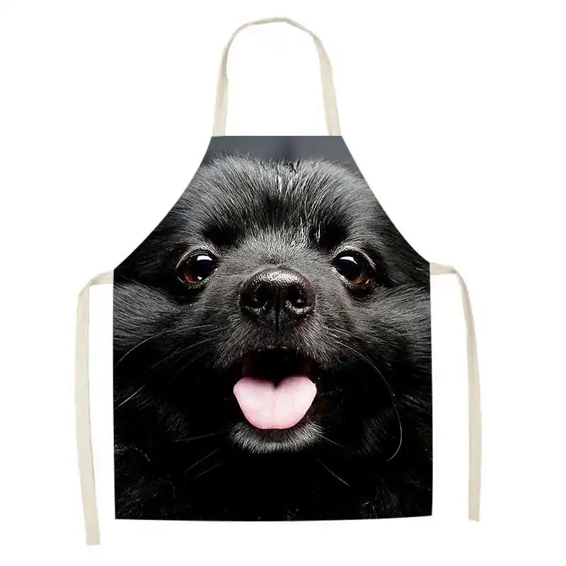 Cute cute dog Print apron Kitchen  Linen Sleeveless Home Cleaning Stain  Cooking Baking Accessories 47X38CM 68X55CM