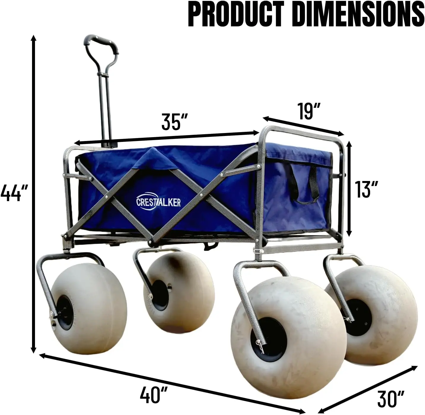 Beach Cart with 13" Balloon Wheels, Collapsible Beach Wagon with Big Wheels for Sand, Pump Included (Beach Wagon) image 4