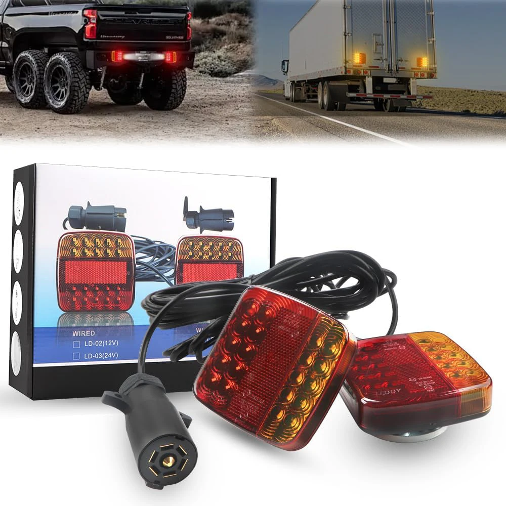 Warning Light 12V 24V Trailer Tail Light with Magnet Combination Towing Taillight License Number Plate & Reflector Turn Signal