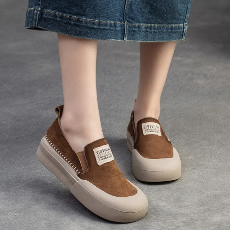 Gktinoo Casual Slip-On Platte Schoenen 2024 Lente Nieuwe Echt Lederen Zachte Zool Ronde Neus Veelzijdige Dameszolen