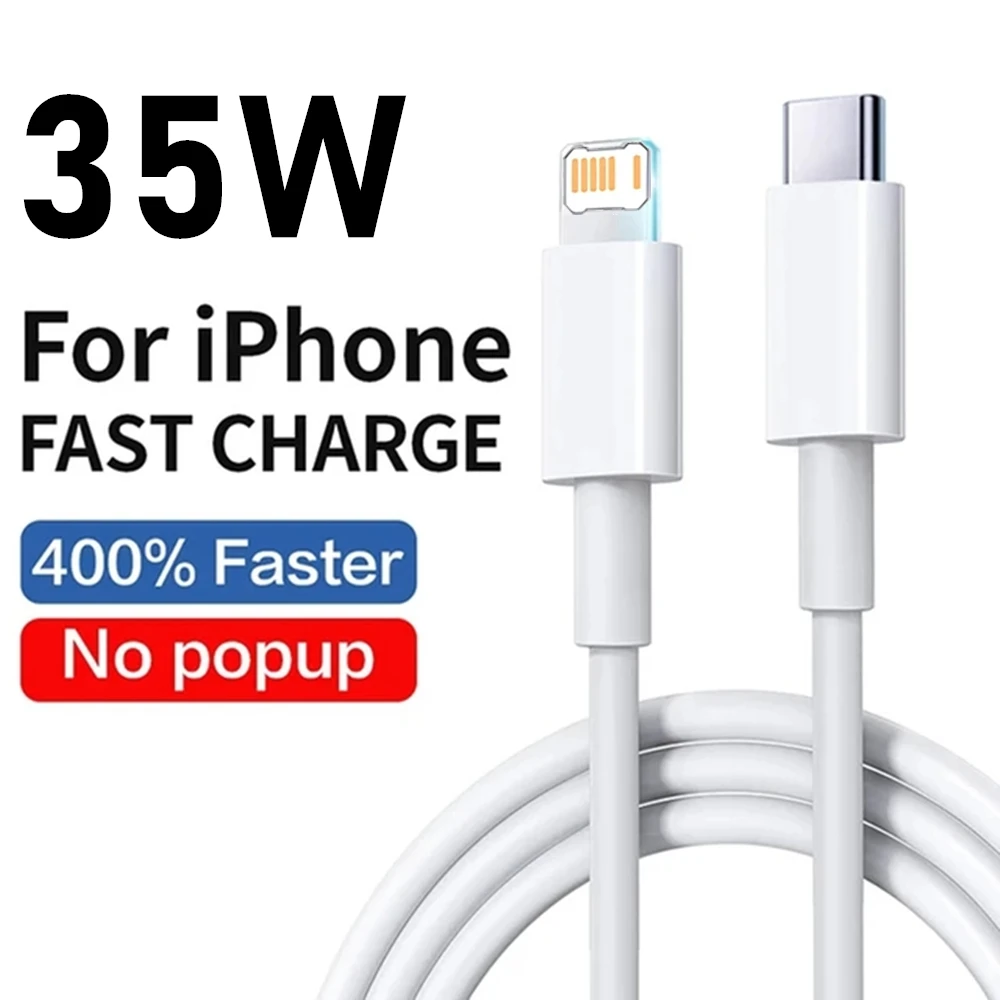 

35W PD Fast Charging Cable For iPhone 11 12 13 Mini 14 Pro Max X XR XS Max 7 8 14 Plus Quick Charge USB-C Data Sync Phone Cable