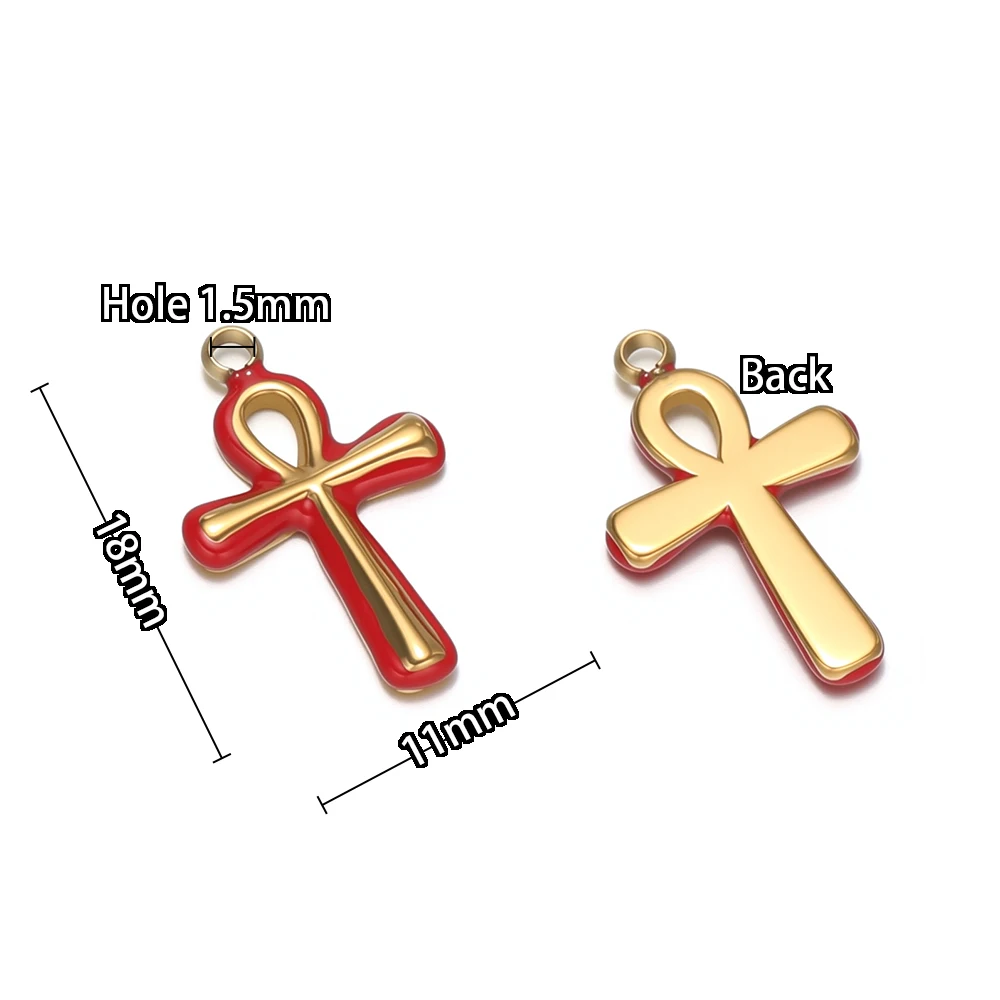 5 Stück Edelstahl-Anhänger mit schwarzem Emaille-Kreuz, DIY-Schmuckzubehör für Damen, zur Herstellung von Ohrringen, Halsketten und Armbändern. – Detail 3