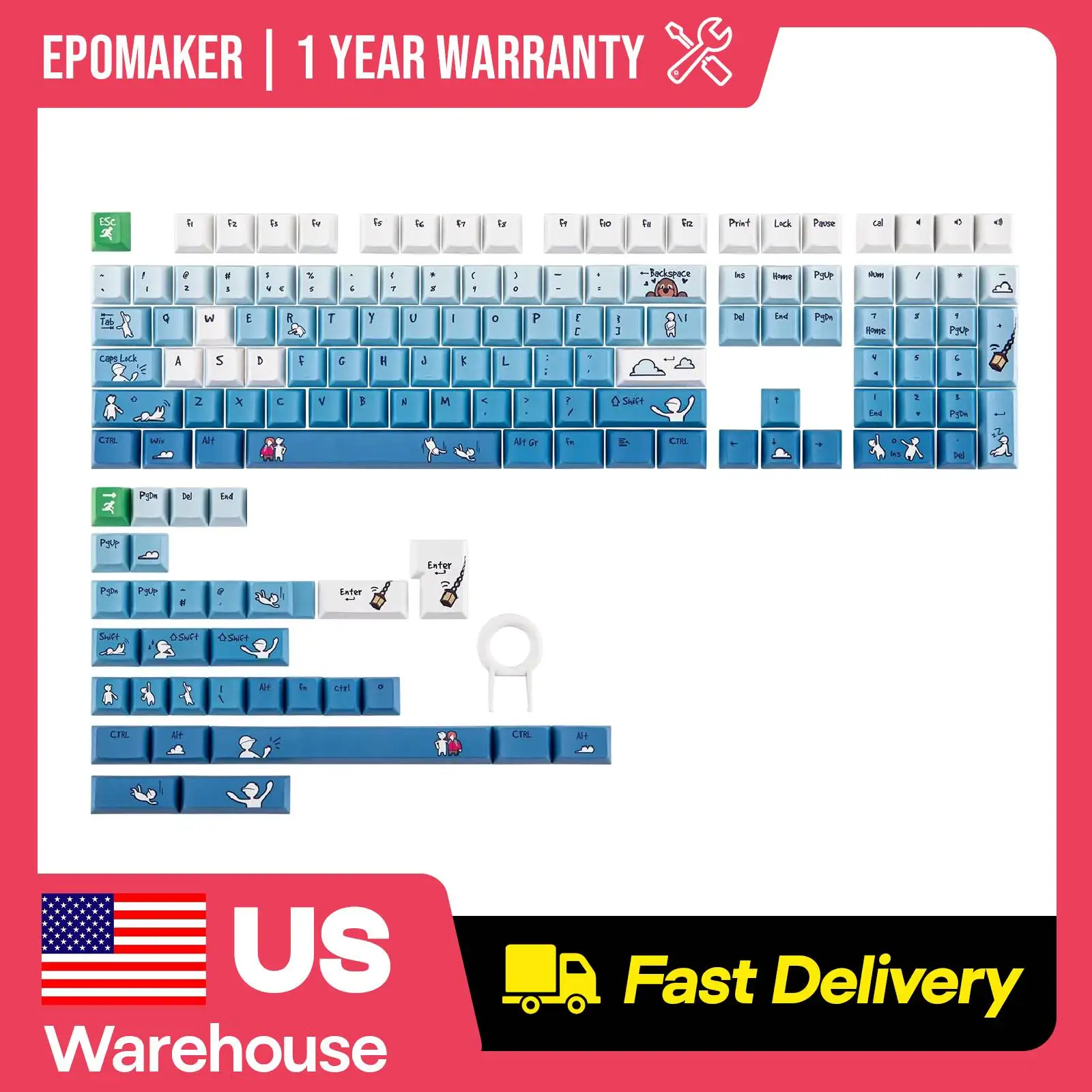 EPOMAKER x Human Fall Flat Fallen Series Keycap Set 139 Dye-Sub PBT Cherry Profile Keycaps Compatible with MX-Style Switches