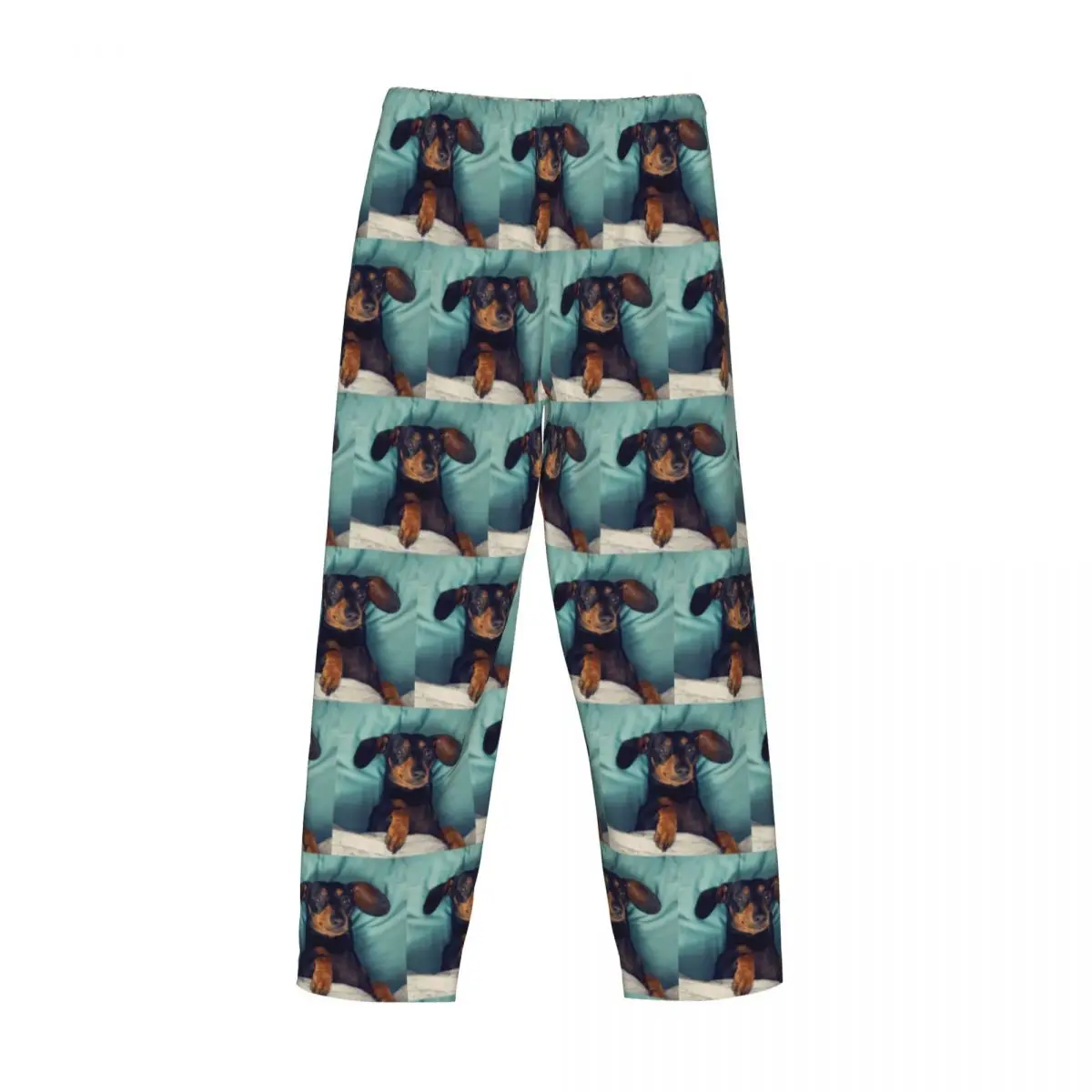 Custom Printed Men's Dachshund Pajama Pants Badger Sausage the Wiener Dog Sleepwear Sleep Lounge Bottoms with Pockets