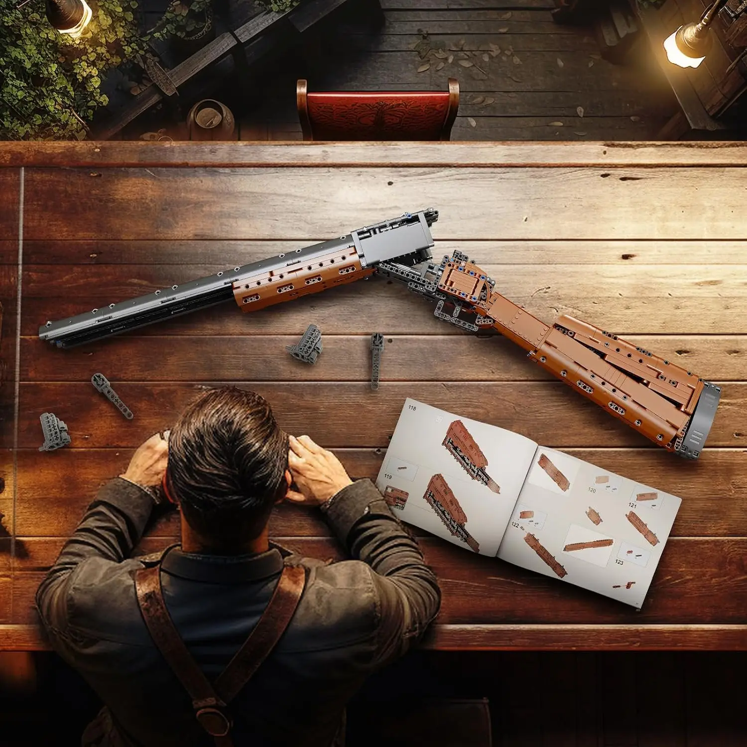 몰드 킹 14016 1015개 부품 더블 배럴 샷건 조립 키트, 성인 및 청소년 수집가를 위한 사실적인 디스플레이 모델