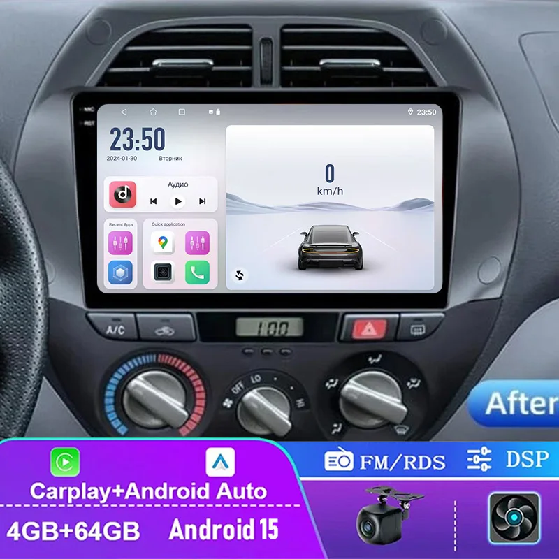 

9" 4+64GB Car Radio For Toyota RAV4 2001-2005 Wireless CarPlay Android 15 Auto QLED Touchscreen Head Unit Google Map