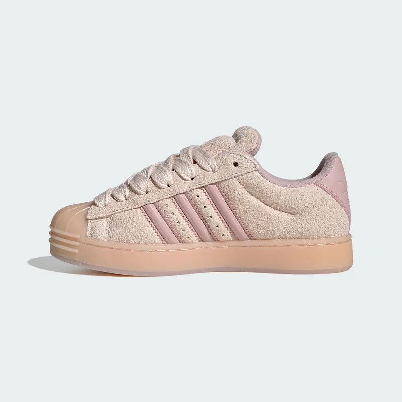 Adidas Originals Women Superstar Low Top Skate Shoes KJ4687 Lace Up Suede Upper Cold Cement Rubber Outsole Thick Sole