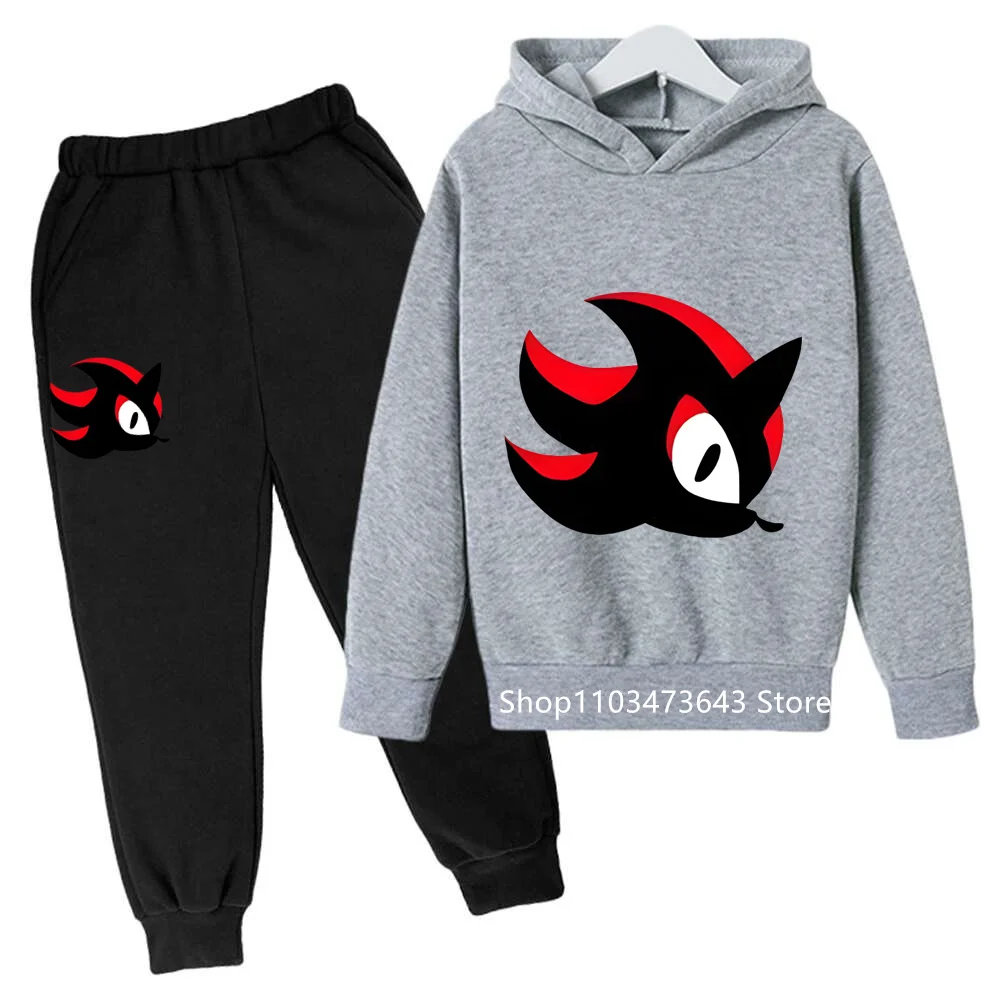 Sonics sweat à capuche pour enfants pantalon costume mode Anime sweats à capuche garçon lettre sweats décontracté impression dessin animé survêtement pulls
