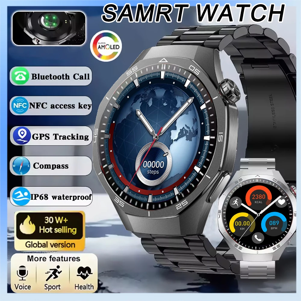 New GT5 Pro Smart Watch Men 1.52" HD Screen GPS Track Heart Rate ECG Monitor Watches Bluetooth Call Waterproof Sports SmartWatch