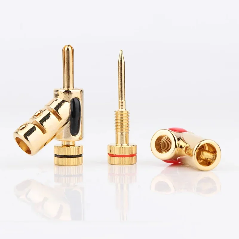 4pcs/set 45 Dgree Locking Banana Plug High Performance Audio Banana Connectors For Hifi Speaker Cable 24K Gold Plated