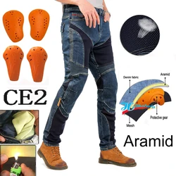 Motorcycle Kevlar Jeans Ventilation Holes Protection Motocross Mens Moto Pants Four Seasons Breathable Riding Gear TZ 032