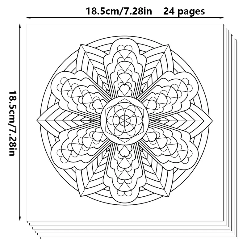24 Page Mandala Coloring Book Coloring Book Graffiti Drawing Adult Stress Relief