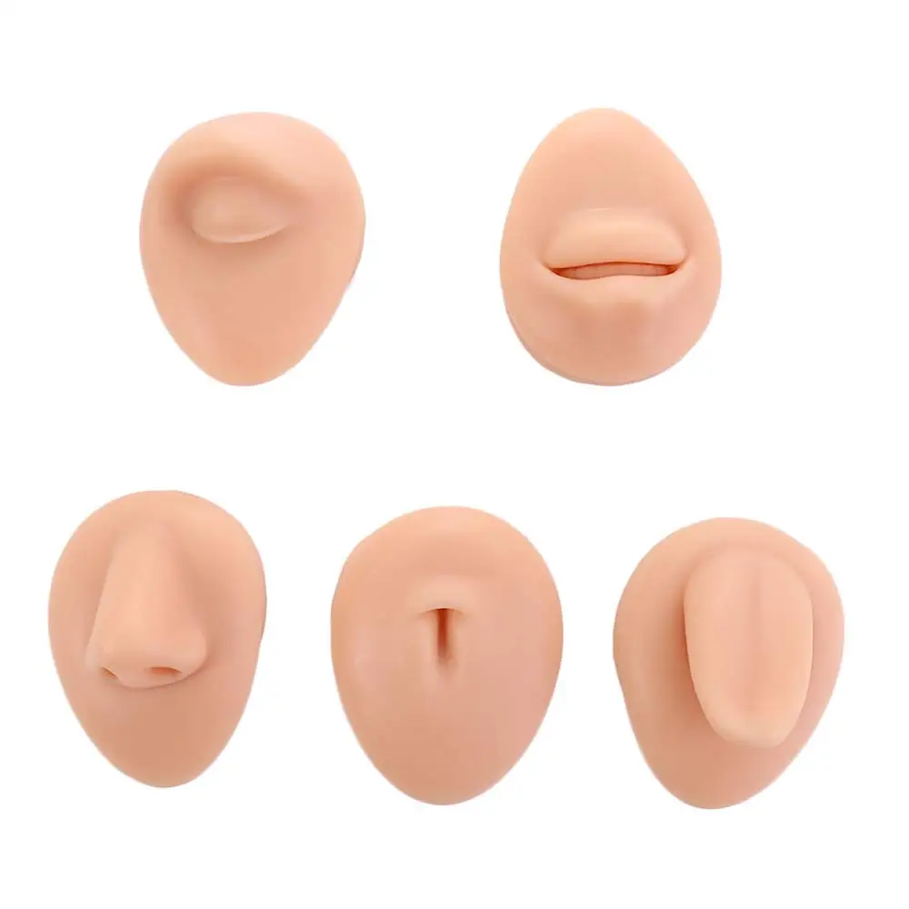 1PC Silicone Model Tattoo Puncture Practice Simulation Human Body Part Display Ear Nose Lip Navel Tongue Piercing Jewelry