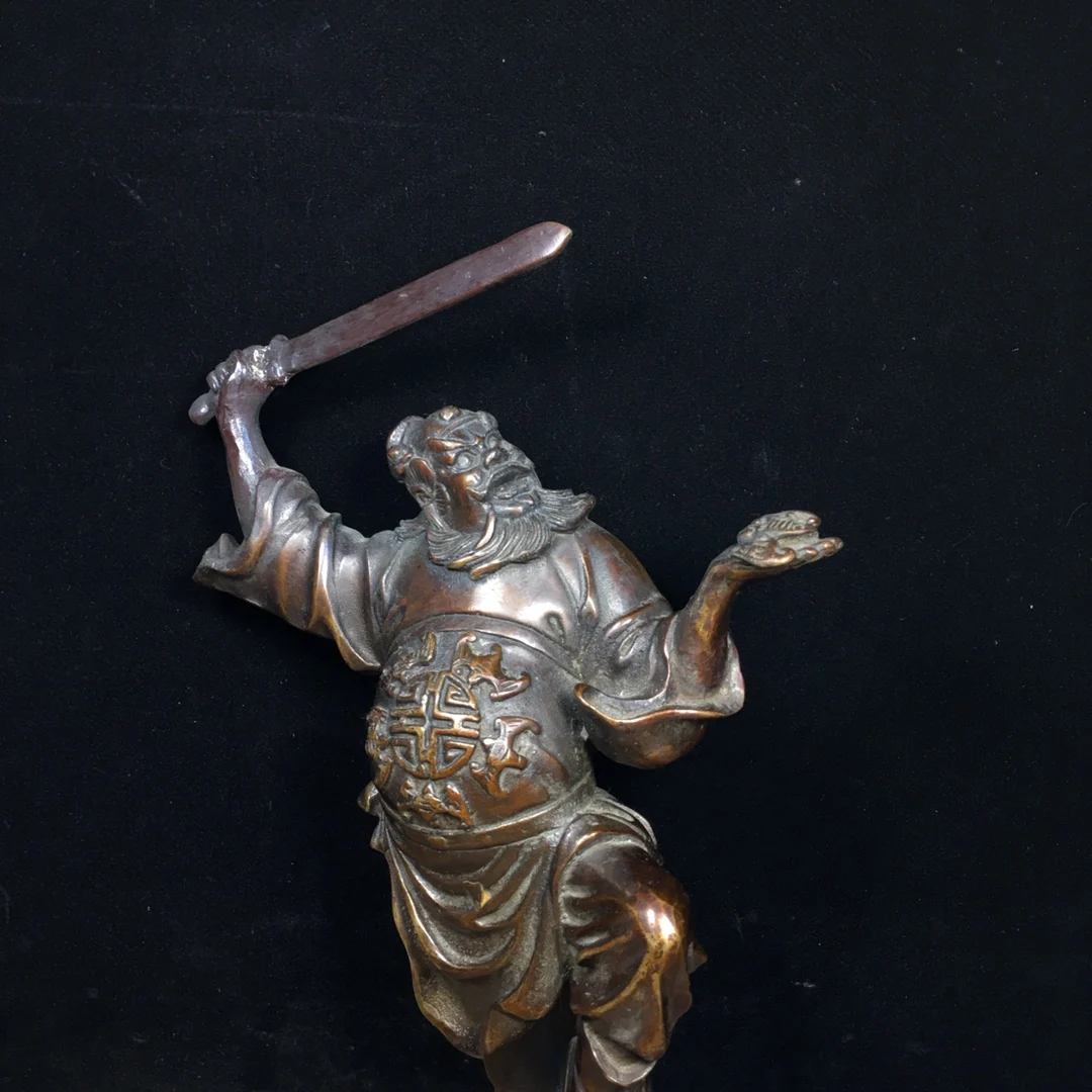 Buddha statue Pure Copper Celestial Master Zhong Kui Home Worship Office Protective Ornament Length 17cm, width 9cm, height 24cm