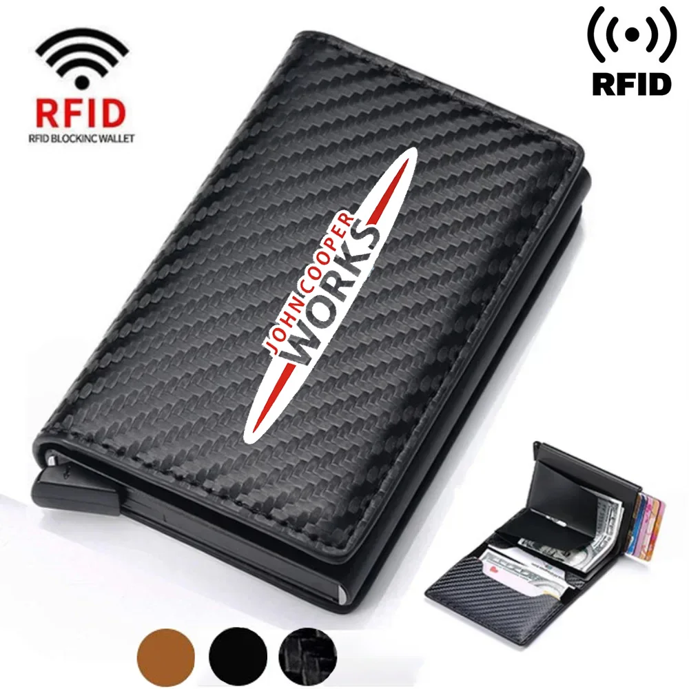 Rfid Credit Card Holder Men Wallets Bank Cardholder Leather Wallets For MINI One Cooper WORKS JCW Countryman car accessories