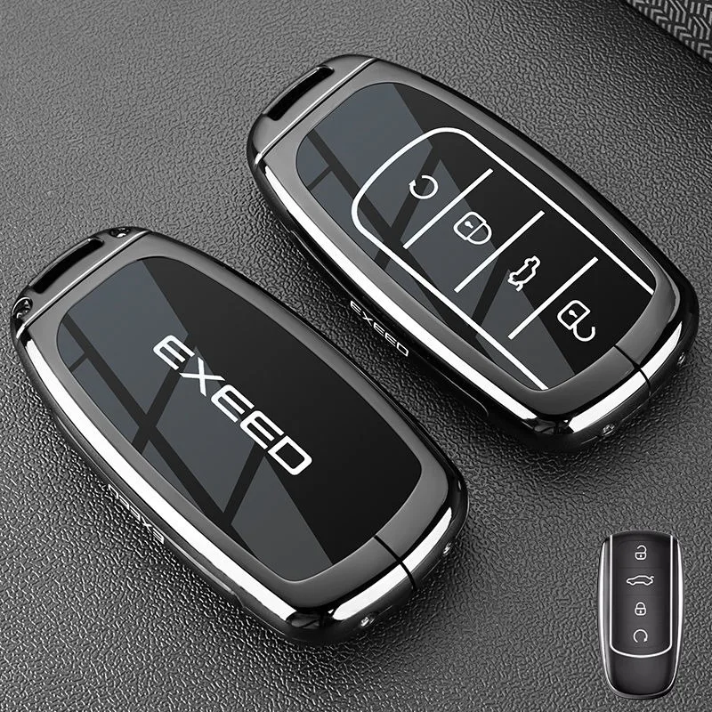 Zinc Alloy Car Key Case for Chery EXEED RX SUV Remote Decoration Cover Shell Keychain Ring Holder Fob Interior Accessories