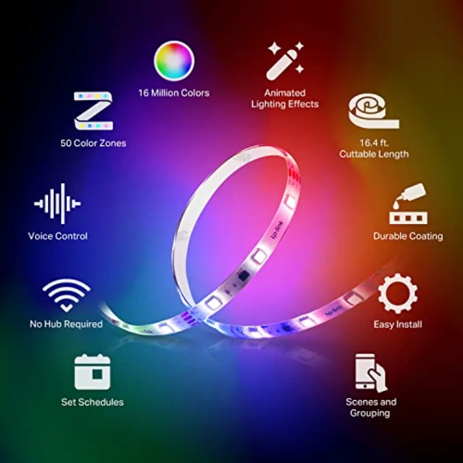 LED Light Strip, 50 Color Zones RGBIC, 16.4ft Wi-Fi LED Strip Works w/ Alexa, Google Home and SmartThings, High Brightness, 16M view 2