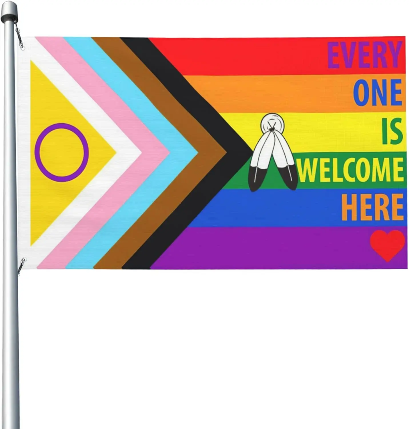 Flagnshow 100% Polyester Progress Pride Flag Rainbow Gay Lesbian Transgender Bisexual LGBTQ Flag