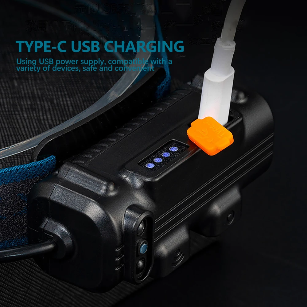 Powerful LED Headlamp 1200mAh 18650 Headlight IR Sensor Head Lamp Waterproof Camping Fishing Lantern Portable Floodlight Torch