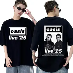British Rock O-Oasis Live 25 Tour Graphic T Shirts Men's Hip Hop Fashion Clothing T-shirts Unisex Retro Oversized Cotton T-shirt