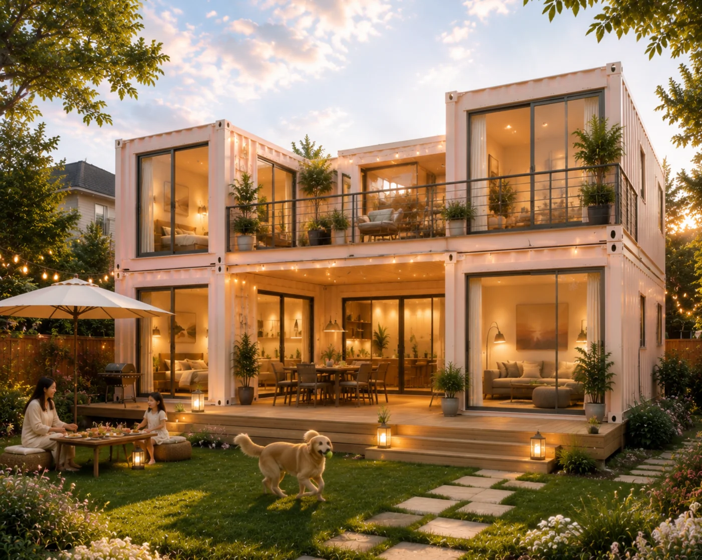 Modernes, erweiterbares, modulares Wohnhaus-Design mit kompletter Innenausstattung, 2–3 Schlafzimmer, Stahlrahmen, Wärmedämmung, tragbar für den modernen Zeitgenossen.
