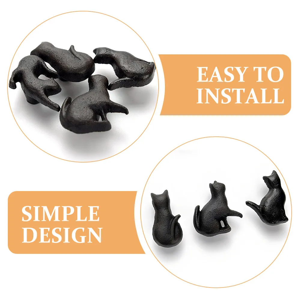 4Pcs Small Vintage Cabinet Knobs Cat Shape Dresser Pulls Smooth Metal Door Handles Decorative Drawer Knobs Dresser Pulls