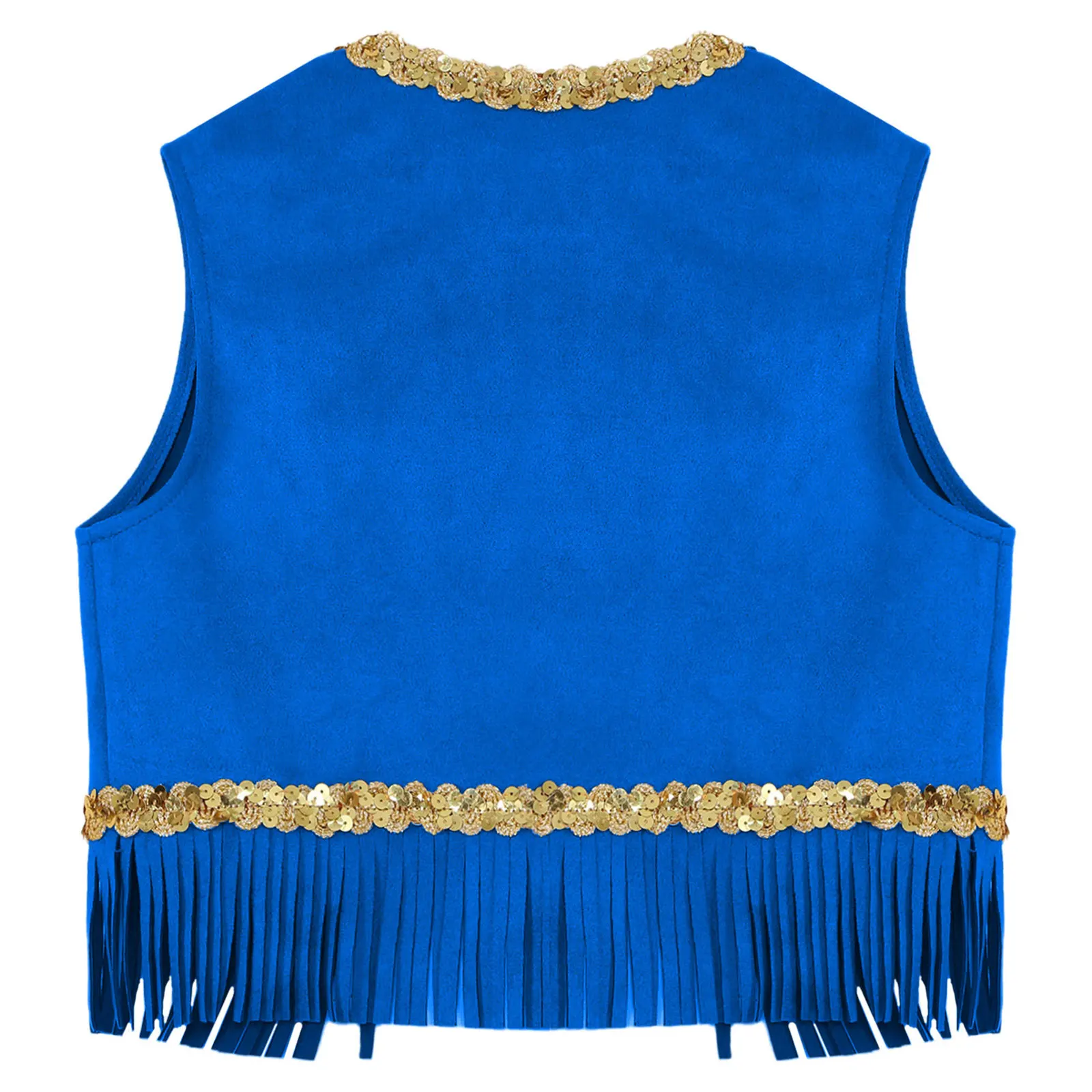 

Kids Girls Boys Disco 70s Hippie Costume Coat Halloween theme Party Royal Waistcoat Sleeveless Open Front Fringe Adorned Vest