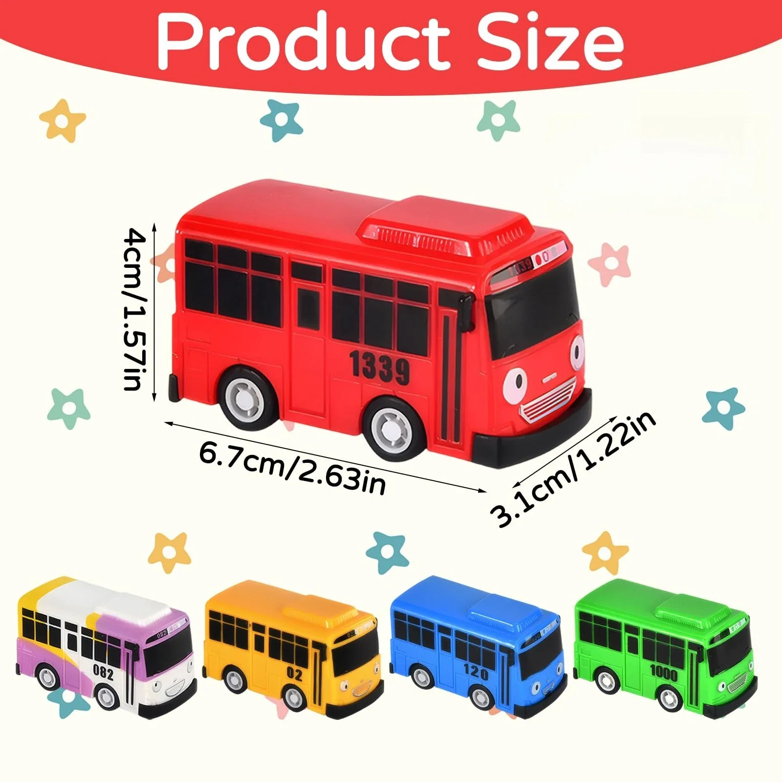 Mini Ensemble de Jouets Bus Tayo à Remonter pour Enfants Garçons, Jouet Véhicule de Dessin Animé, Ensemble de Jeu Éducatif sur le Thème du Trafic, Cadeau Ludique pour l'Apprentissage Préscolaire