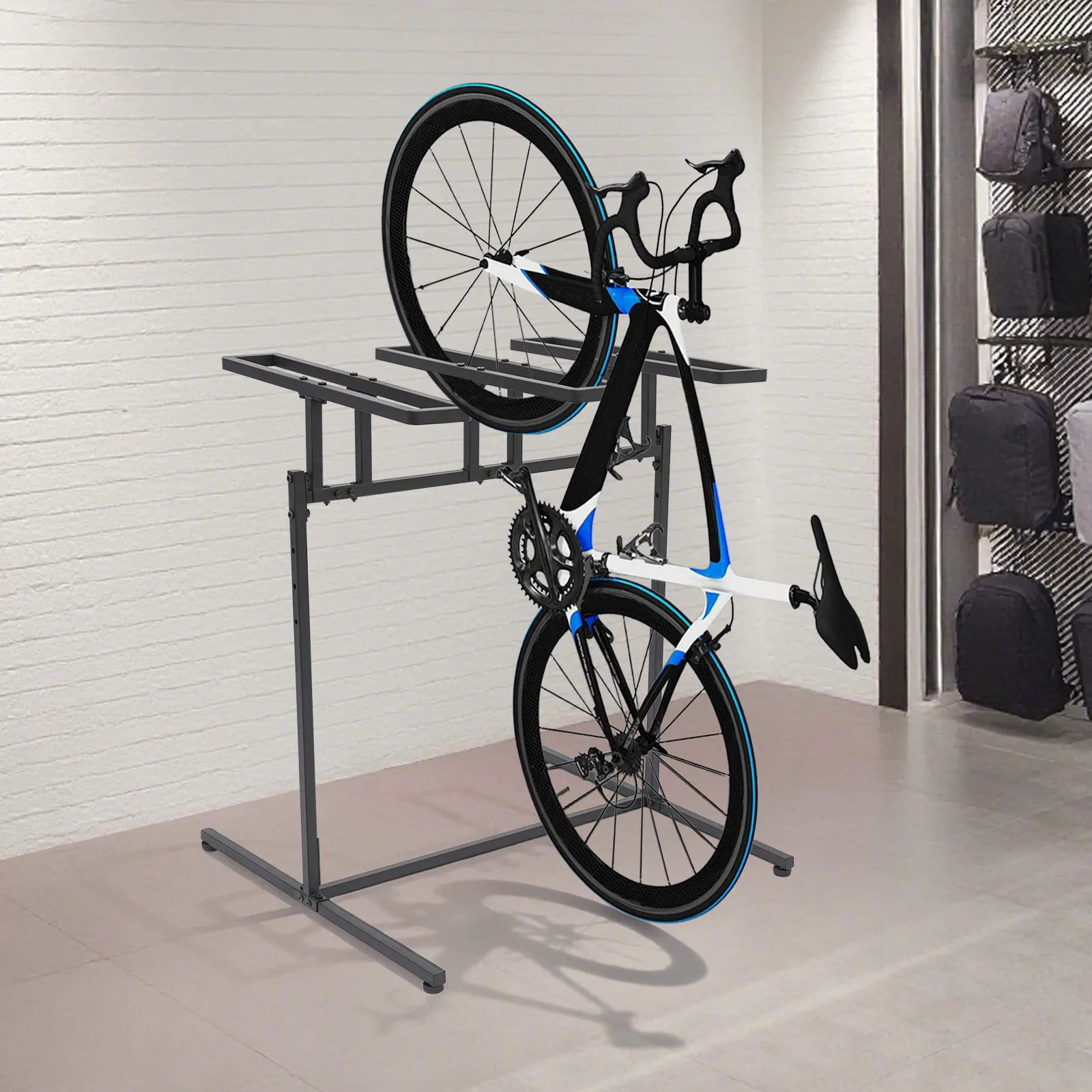 

3-Slot Bike Stand Adjustable Height Bicycle Parking Rack Metal Bike Storage Organizer Rack