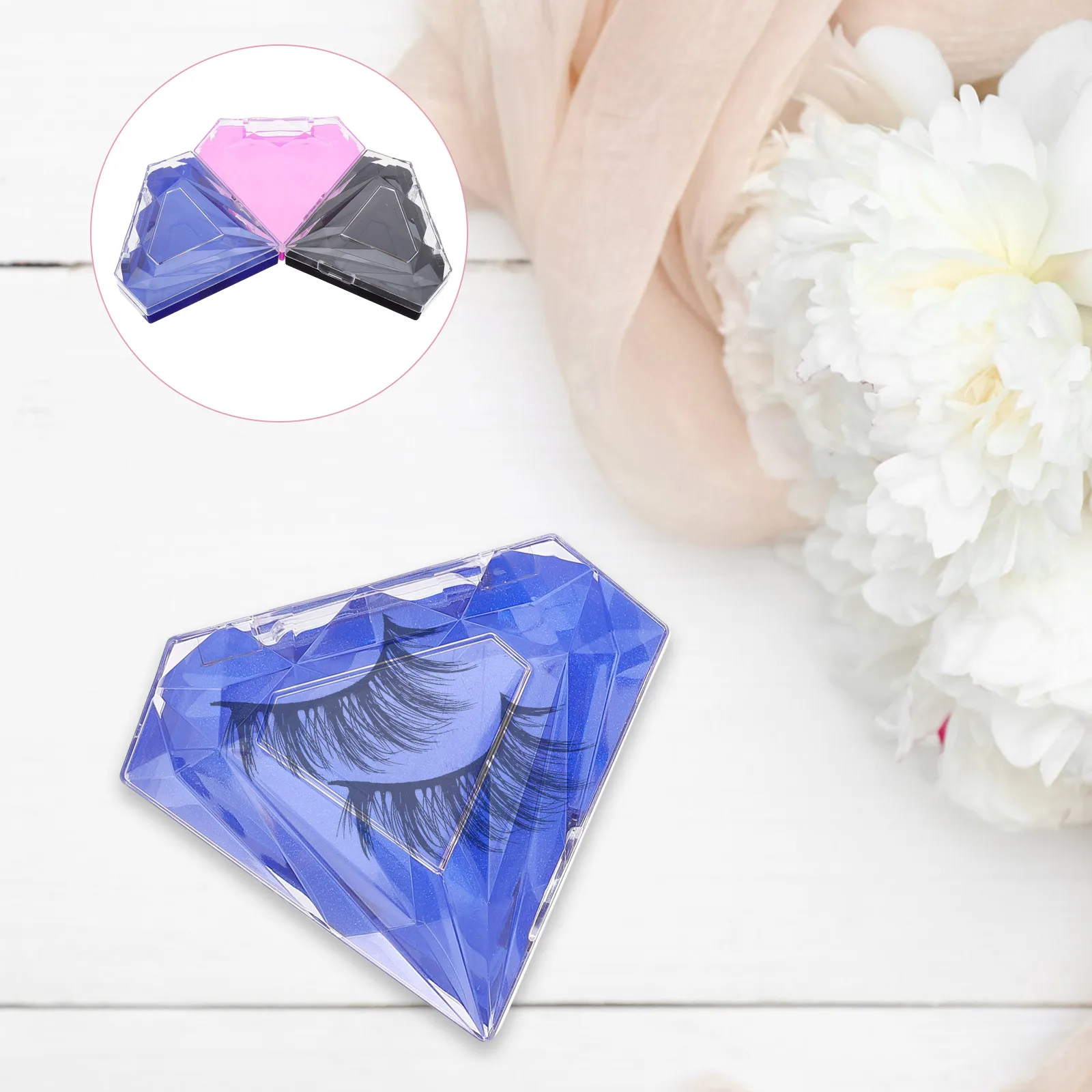 

3 Pcs Diamond Shape False Eyelash Case Boxes Delicate Empty Organizer Lash Storage Box Eyelash Tray Beauty Tool Makeup