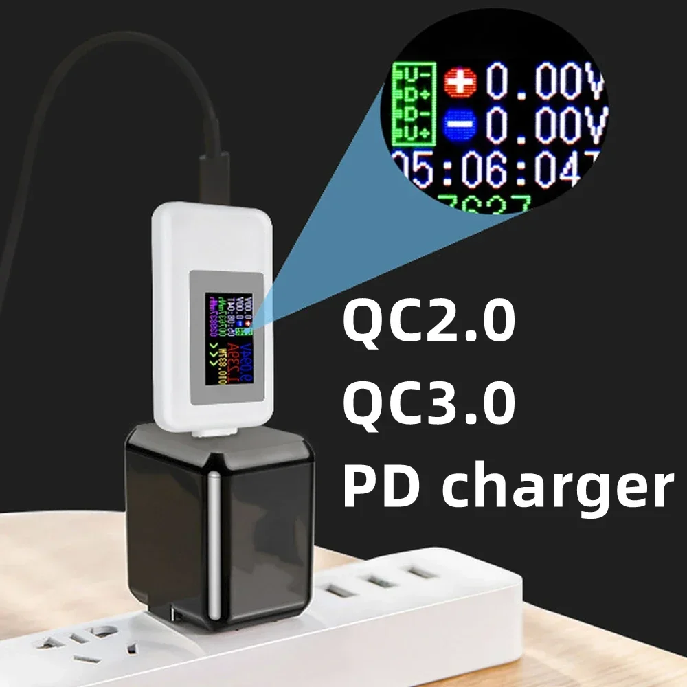 Probador USB tipo C, de 4 dígitos Monitor a Color, voltímetro de 4-30V, Detector de corriente, Compatible con QC2.0/3,0/PD/Samsung, carga rápida