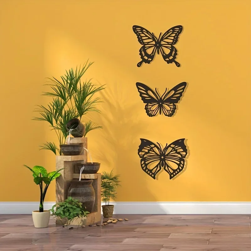 HELLOYOUNG New Metal Butterfly Hollow Home Decoration Creative Home Iron Ornament Metal Craft Wall Outdoor Decoration Ornament P