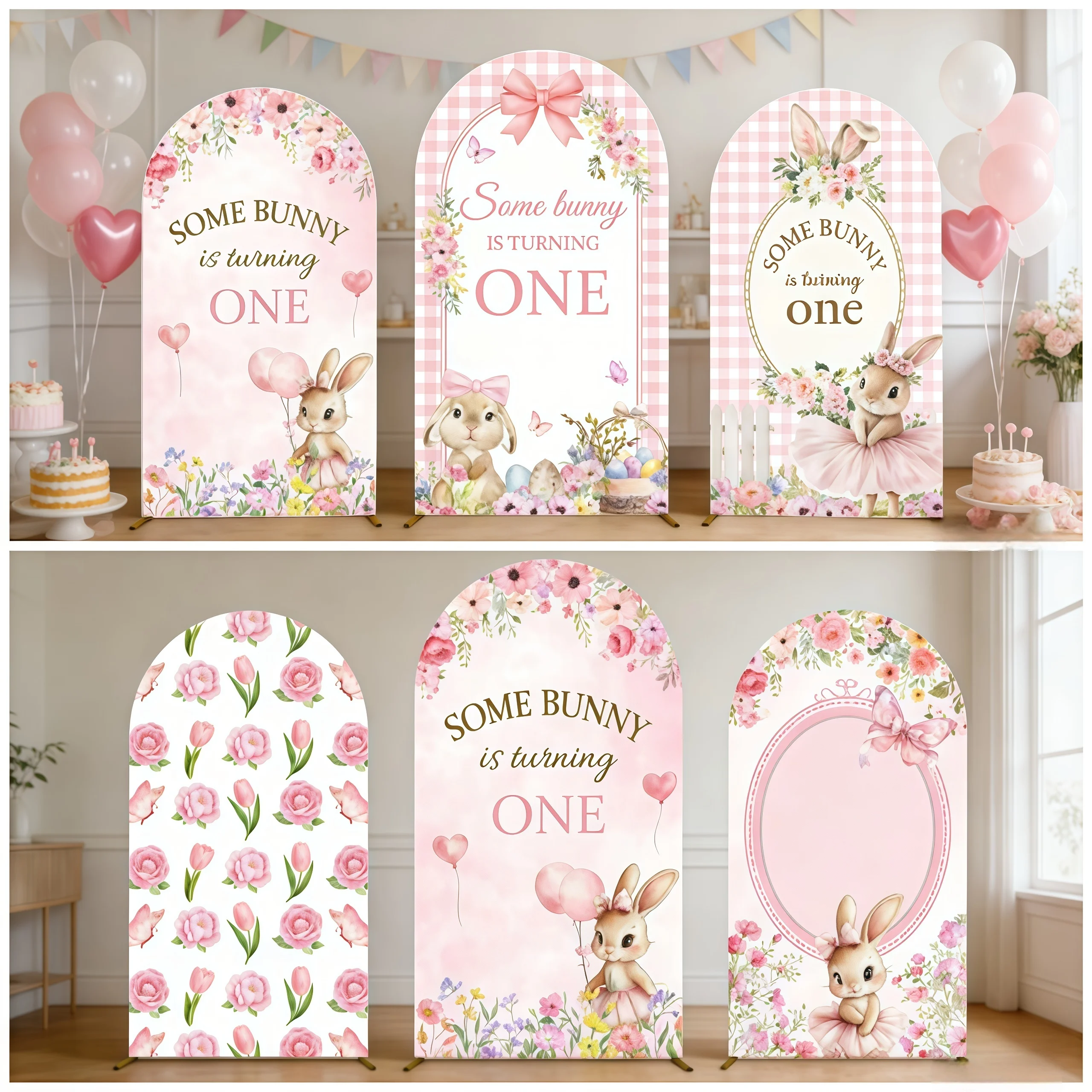 

Розовая арка-фон для фотосессии на день рождения малыша с цветочным бантом для девочек, декор для фотозоны на первый день рождения