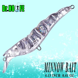 Dr.Holife 10PCS/LOT Shrimp Shaped Bait Unpainted Minnow Blanks Lure 10.5CM 11.5G Minnow Bait Rattles Foli Inside For DIY Lure