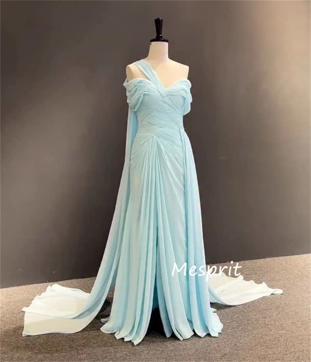 Aangepaste formele chiffon plooi recht off-the-shoulder lange quinceanera luxe feestjurken van hoge kwaliteit voortreffelijk