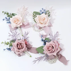 Artificial Flower Corsage And Boutonniere, Bride Shower Prom Formal Dinner Party Anniversary Accessories, Wedding Flower