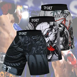 Men MMA Shorts Muay Thai Jiu Jitsu Training Shorts Animal Printed Elastic Waist Gym Fitness Male Boxing Clothes Custom Pattern