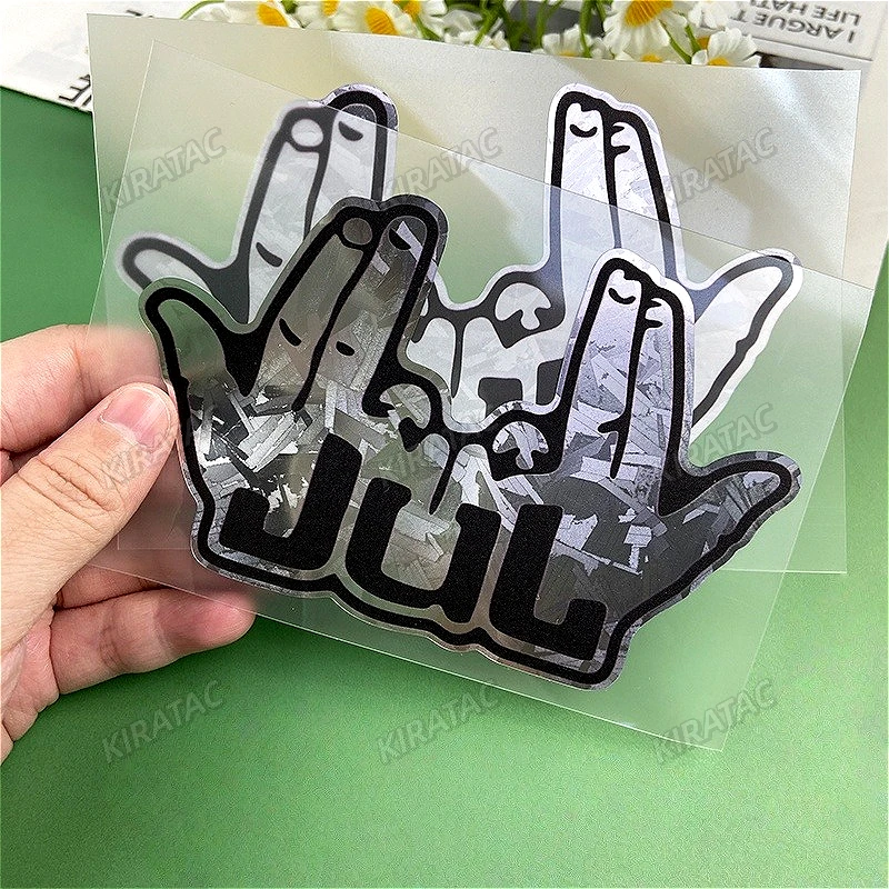 1PC 2025 New Funny JUL Finger Motorcycle Stickers Waterproof for Motorbike Bike Helmet DIY Scooter Fuel Tank Fairing Vinyl Decal image 6