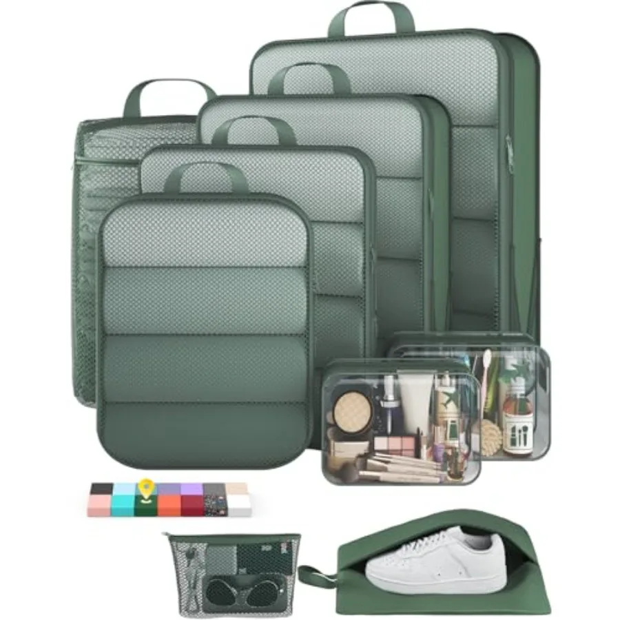 

9/11 Set Compression Packing Cubes for Travel Essentials Compressible Expandable Large Luggage Suitcase Organizer Bags for Clot